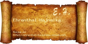 Ehrenthal Hajnalka névjegykártya